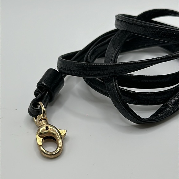 Vintage black leather thin replacement purse strap - Picture 2 of 4